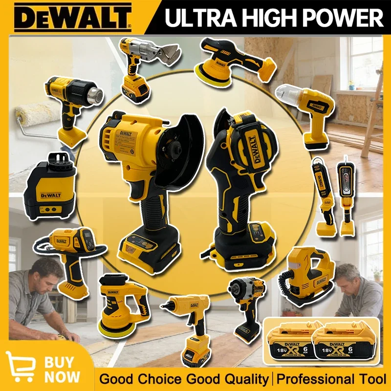 

Многофункциональные электроинструменты DeWalt: беспроводная бесщеточная угловая шлифмашина, резак, электрический гайковерт, полировальная машина, воздушный насос, термофен для 18В