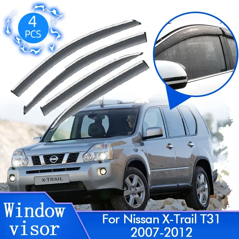 

Для Nissan X-Trail T31 X Trail XTrail 2007 ~ 2012 солнцезащитный тент от дождя, защита от дождя, оконный козырек, дефлектор, защита для экстерьера