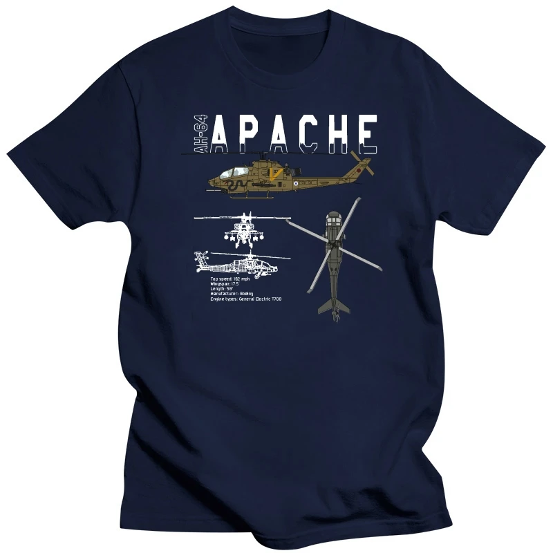 Custom Helicopter AH-64 Apache Longbow Schematic Mens T-Shirt Cheap Sale 100 % Cotton T Shirts For Boys T Shirt O-Neck Men