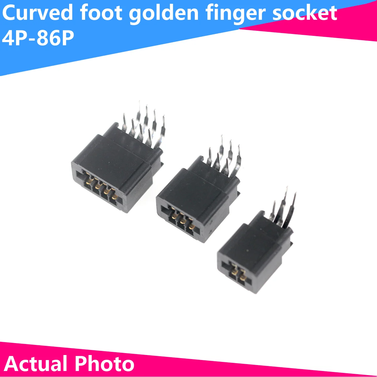 5Pcs curved 2.54mm Pitch Edge Card Slot Connector PCB Gold Finger Socket Through Hole 8/10/12/16/18/20/28/30/36/40/50/60/72pin