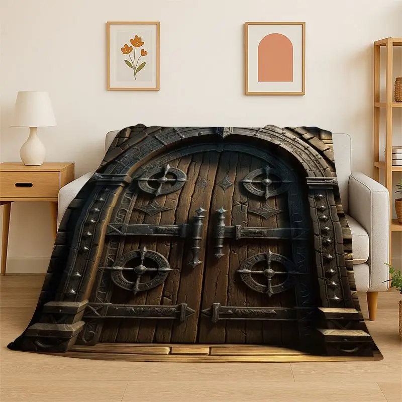 Gothic Magic Gate Door Miracle Flannel Blanket Soft Throw Blanket for Bedroom Living Room Bed Travel Camping Picnic Nap Cover