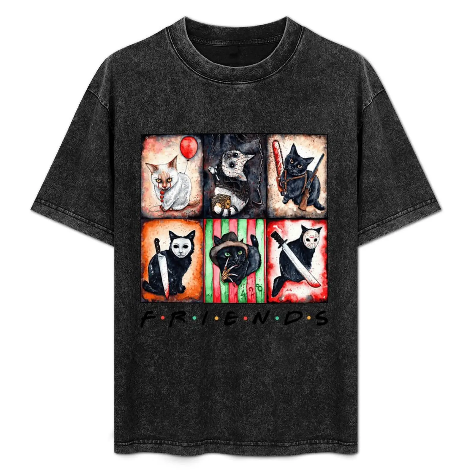 

Cat horror movie characters Friends style T-Shirt Quick Dry Light Sports T-Shirt