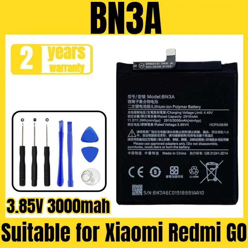 

Applicable to Xiaomi Redmi GO battery BN3A mobile phone battery, new large capacity, free tool 3.85V 3000mah