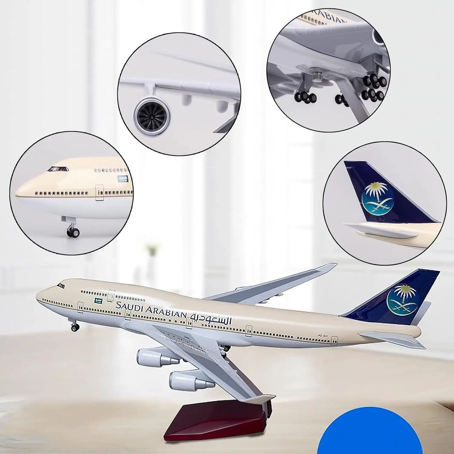 

1/150 Scale B747 Saudi Arabia Airlines Aircraft Model W Light & Wheel Diecast Toy Airplanes For Collection Display Or Gifts