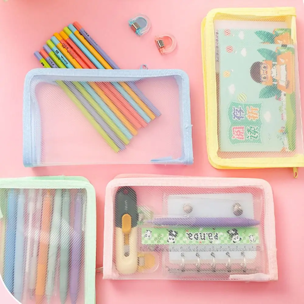 New Simple A6 Bill Storage Bag Zipper Design Transparent Twill Sticker Storage Bag Large Capacity Stationery Organizer Gift