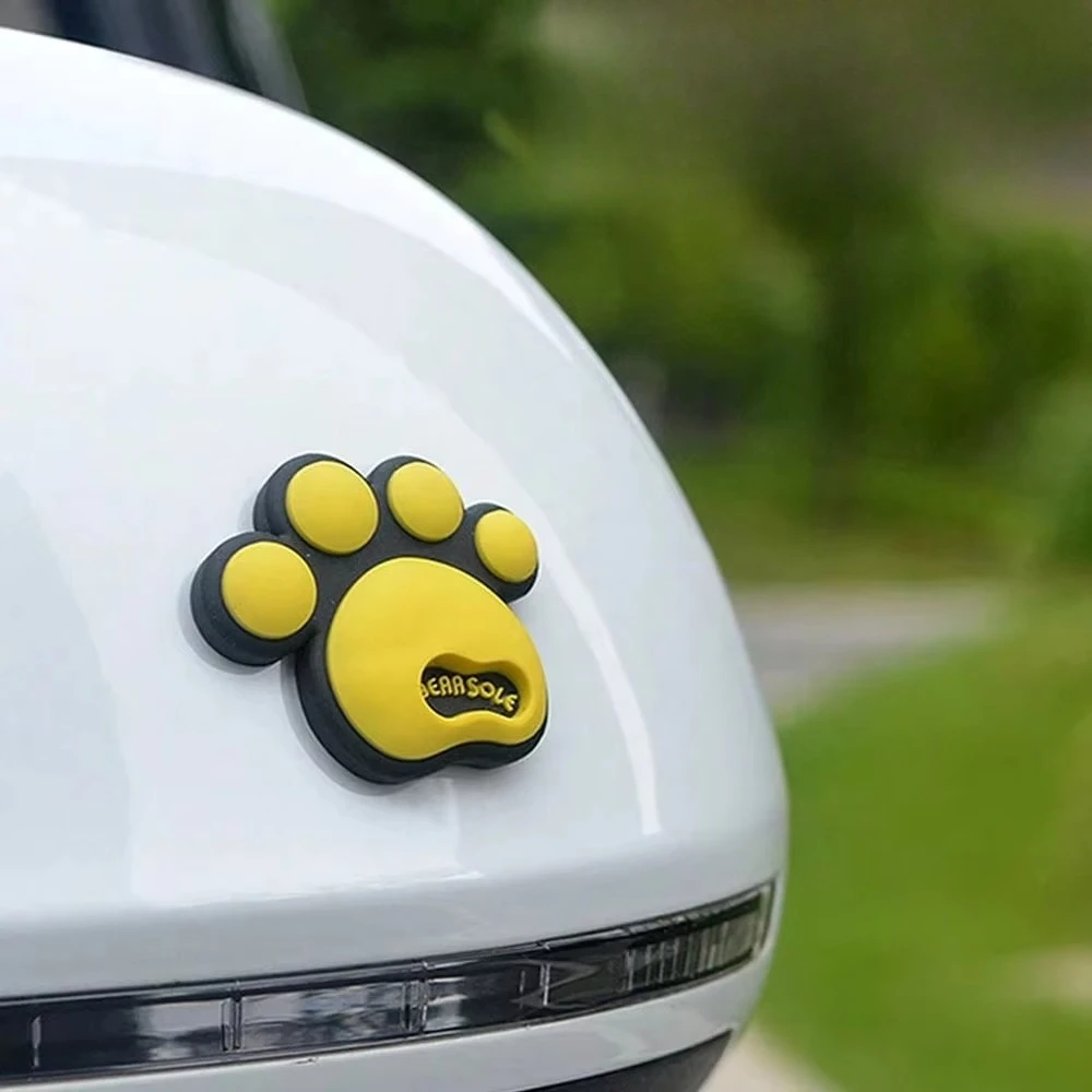 4pcs Cute Paw Print Silicone Car Anti-Collision Sticker, Rearview Mirror Door Edge Anti-Scratch Protector for Vehicle Decoration