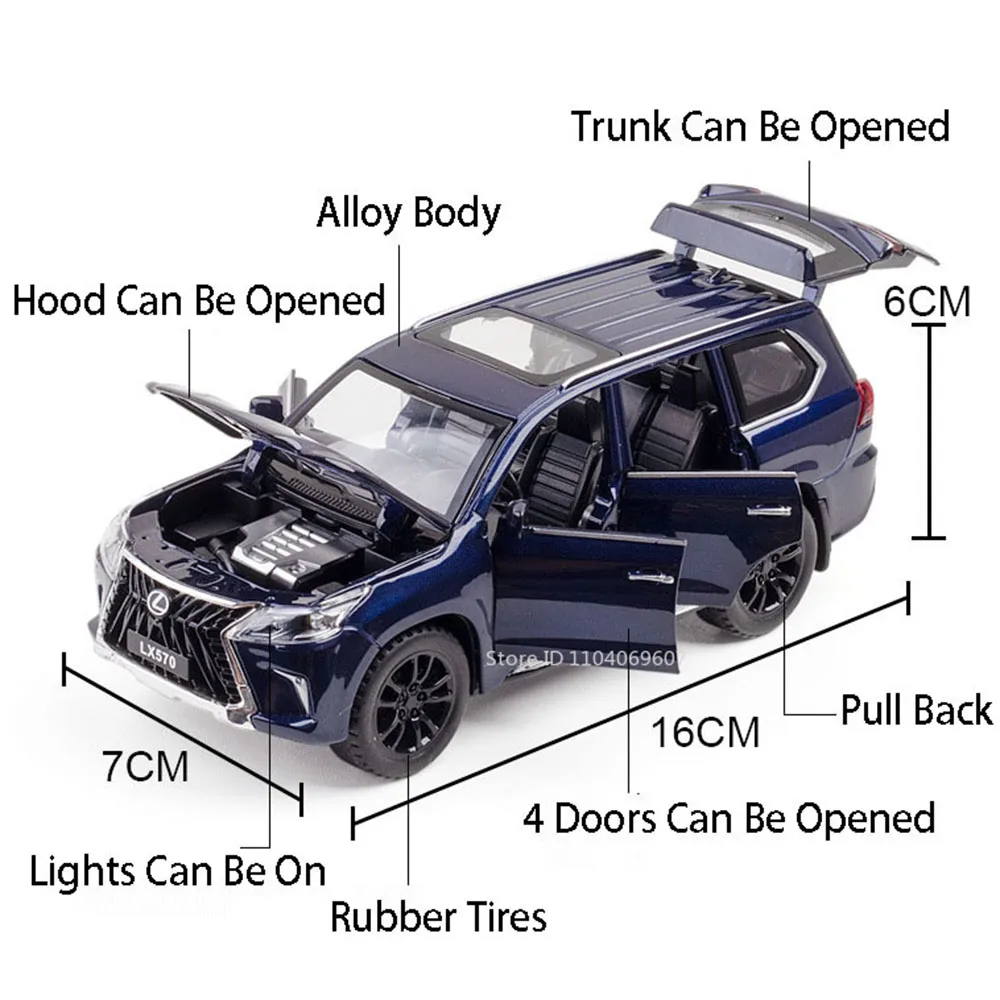 1:32 LX570 Model Speelgoedauto's Legering Diecast LM300H MPV Geluid Licht Trek 6 Deuren Geopend Rubberen Banden Prachtige Ornament Modellen