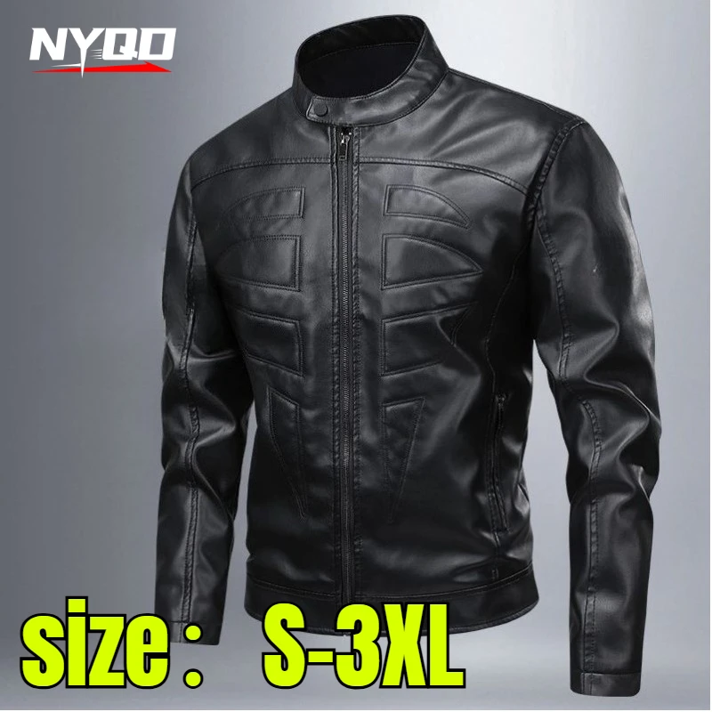 PU leather jacket 2026 spring and Autumn men's stand-up collar leather jacket Motorcycle jacket men's coat motorcycle vest 오토바이