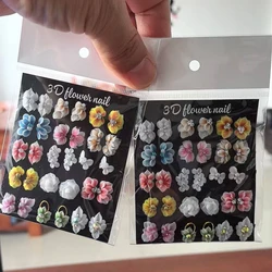 30Pcs/set Handmade Sculpture Flower 3D Nail Art Decor Mixed-Design Acrylic Crystal Flowers With Mini Diamond Handmade Flower