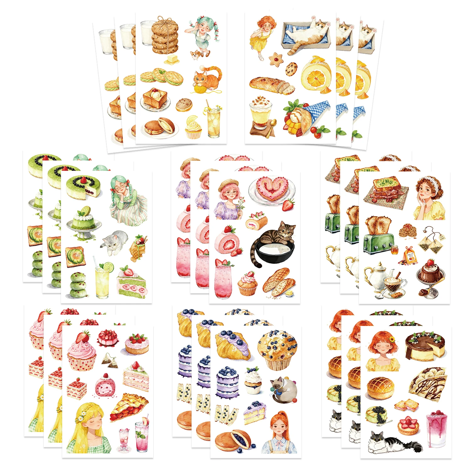 8/16/24pcs 프랑스 컨트리 디저트 얼굴 만들기 퍼즐 스티커 나만의 DIY 게임 만화 직소 퍼즐 교육용 장난감 선물