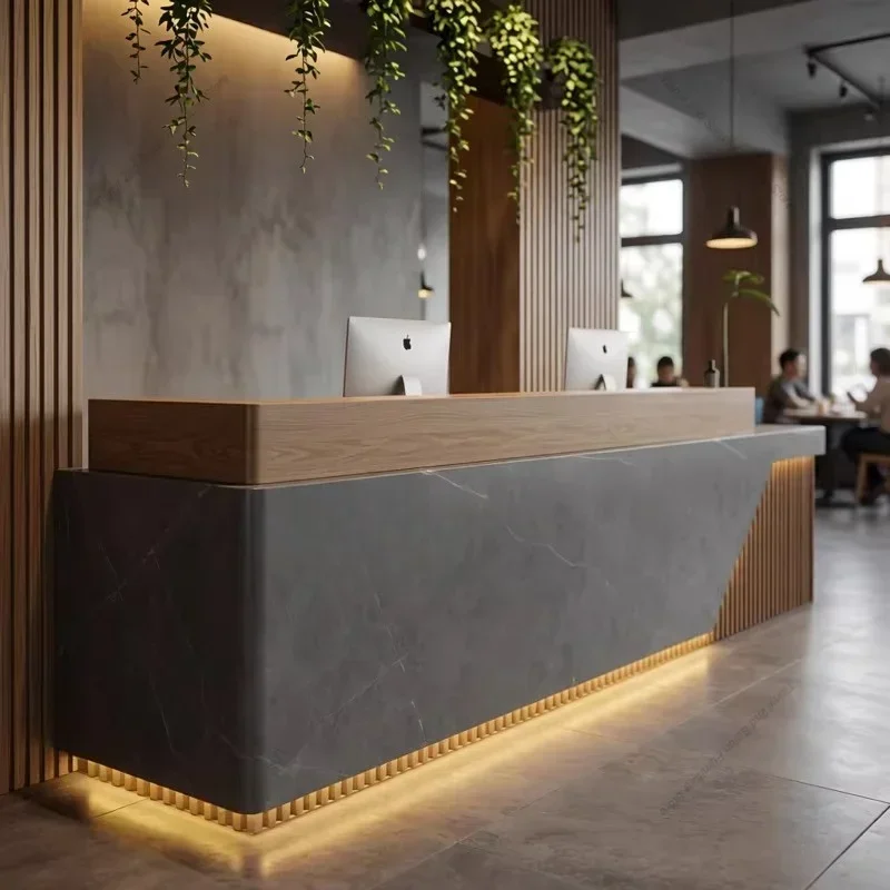 9Opening Ceremony Modern Design Hotel Lobby Front Desk Nordic High-End Marble Beauty Salon Reception Desk Minimalist Office Furn