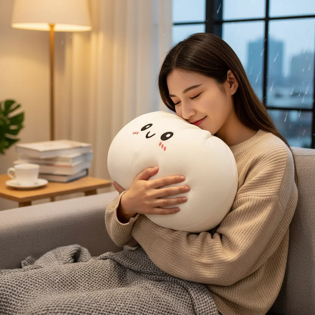 

Large Dumpling Squishy Plush Toy Soft PET Stuffed Hug Pillow Adorable Steamer Design Home Decoration Stress Relief Toy for Kids