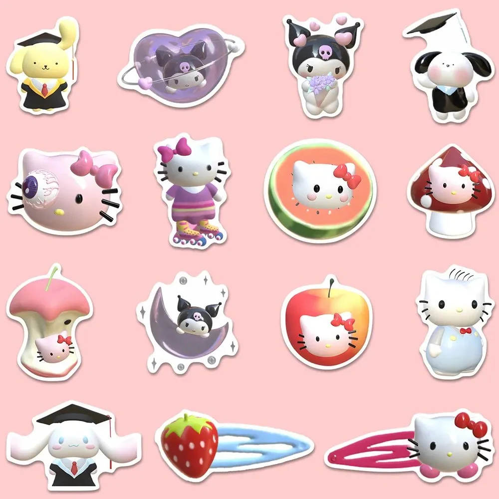 10/30/56 Stuks Schattig Hello Kitty Kuromi Mijn Melodie Stickers Kawaii Meisjes Anime 3d Sanrio Decoratie Stickers Cartoon Stickers Voor Kinderen