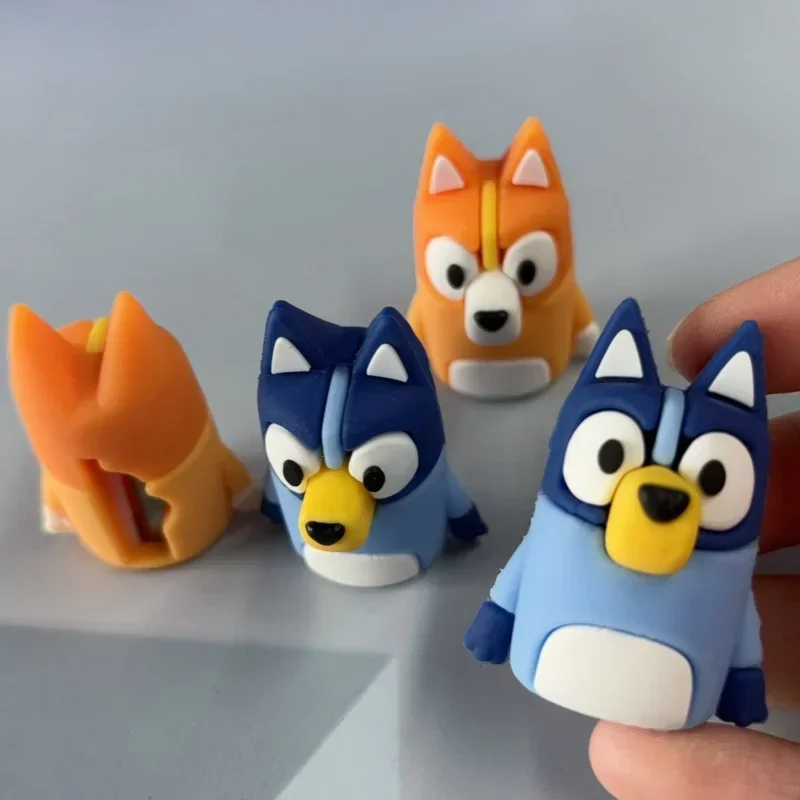 Bluey Pencil Sharpener Cartoon Bingoes PVC Pencil Sharpener Flexible Portable Students Stationery Pen Refill Writing Supplies