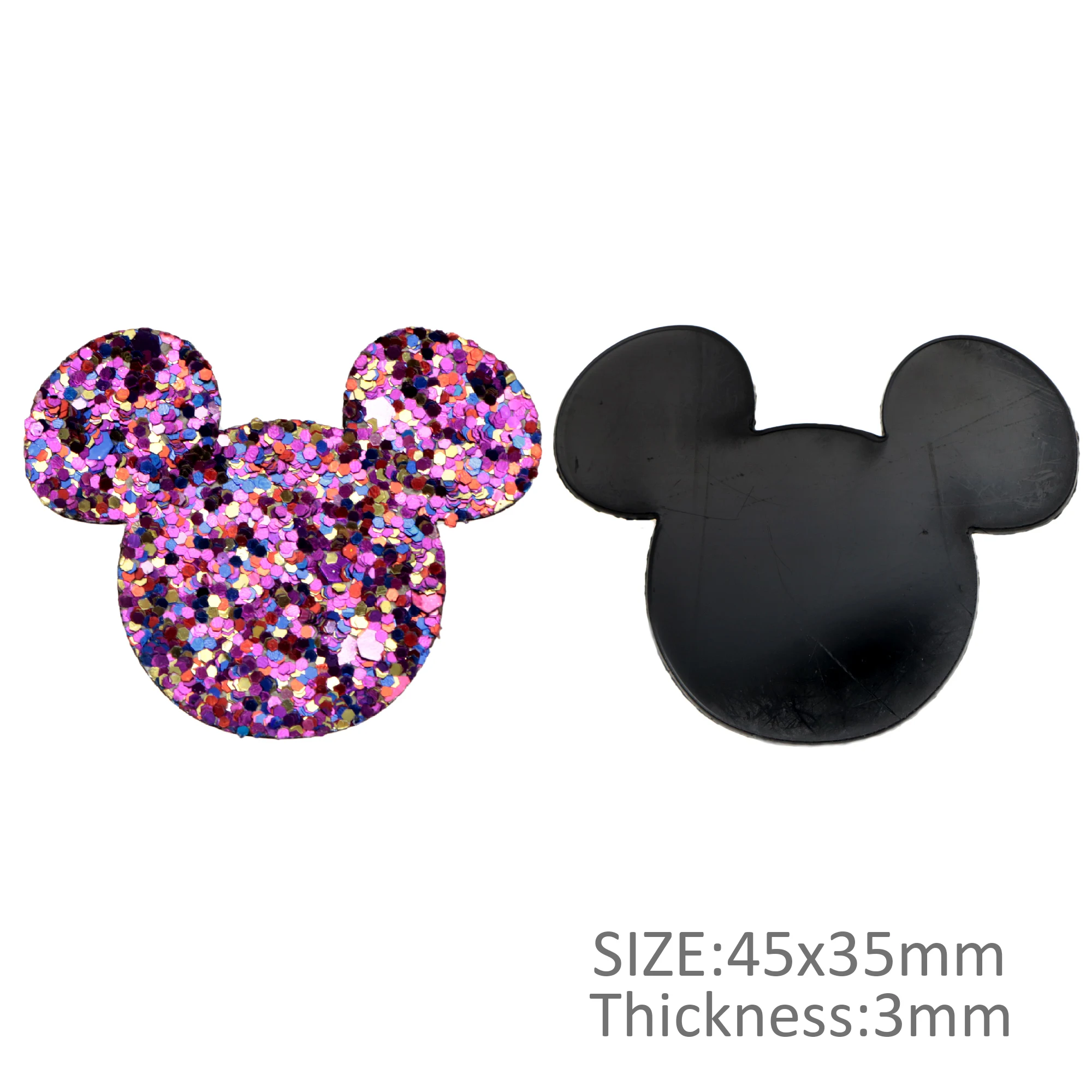 Disney Mickey Head 5pcs/lot Planar Resin Flatback Glitter Acrylic Craft Supplies Cabochon Scrapbook DIY Hair Bow Bag Material