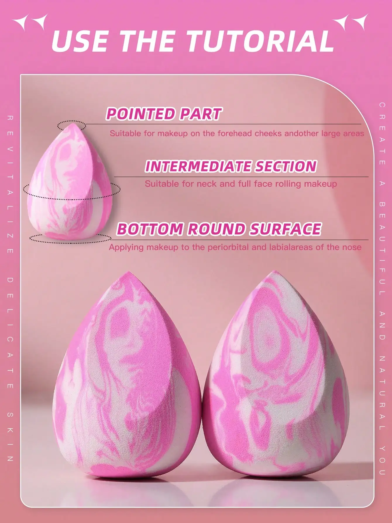 2 Pcs Makeup Sponge Marbling Water-drop Shape Foundation Concealer Sponge Mix Powder Cosmetic Puff Make Up Blender