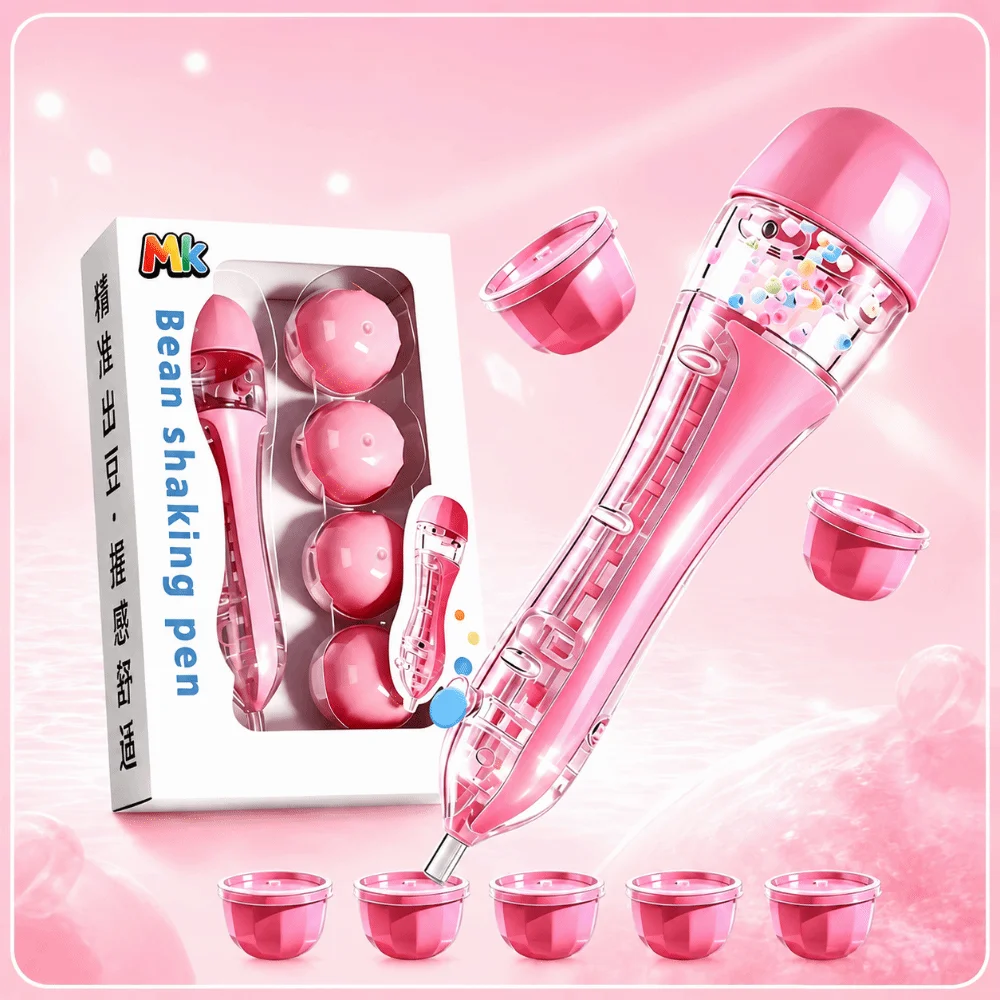 Press Type Perler Bead Shaking Pen Ergonomic with 5 Replaceable Bead Storage Pods DIY Fuse Bead Helper Tool Bead Release Pen