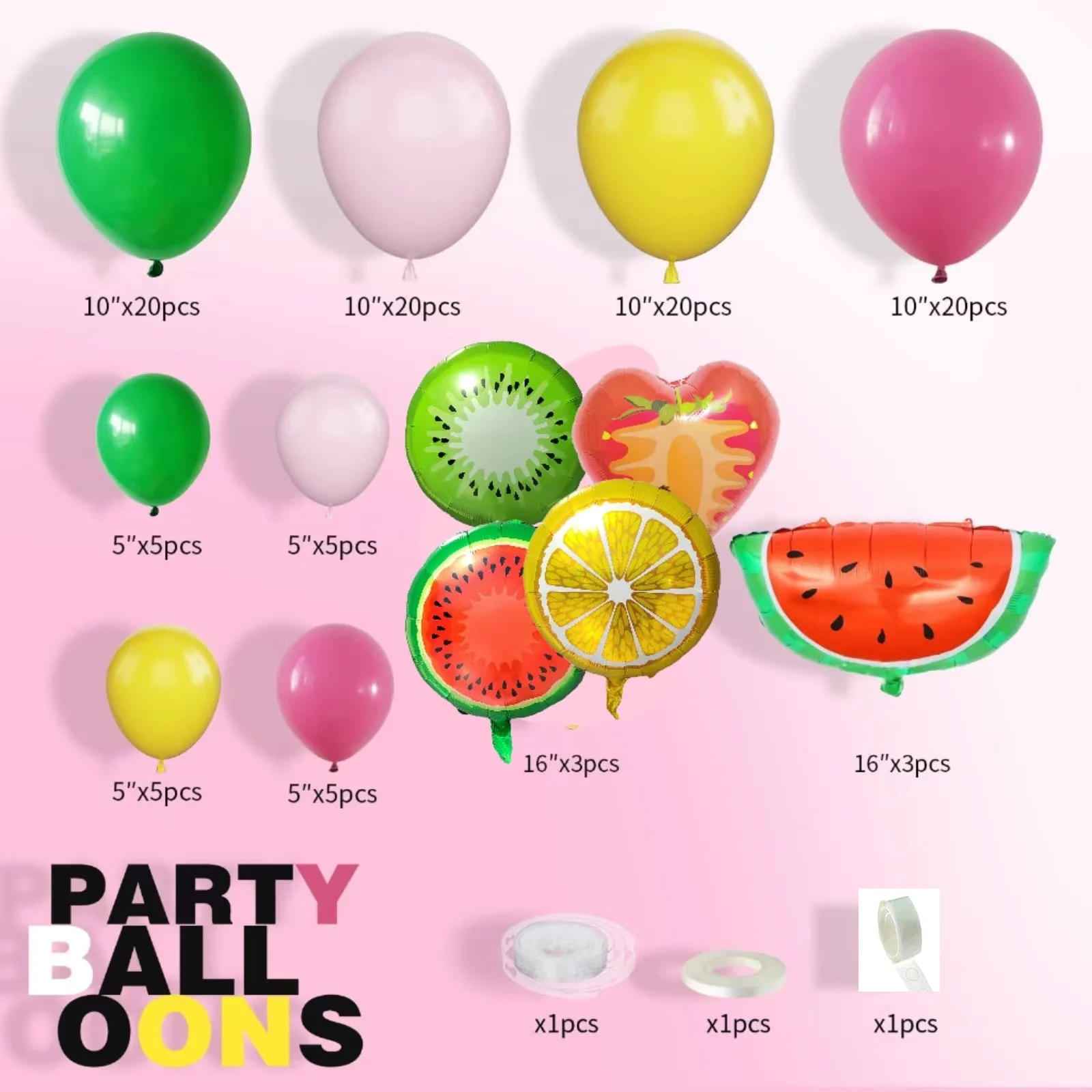 Fruit Watermelon Orange Kiwi Pink Lake Blue Green Balloon Garland Kit Baby Shower Hawaii Aloha Birthday Wedding Party Decoration
