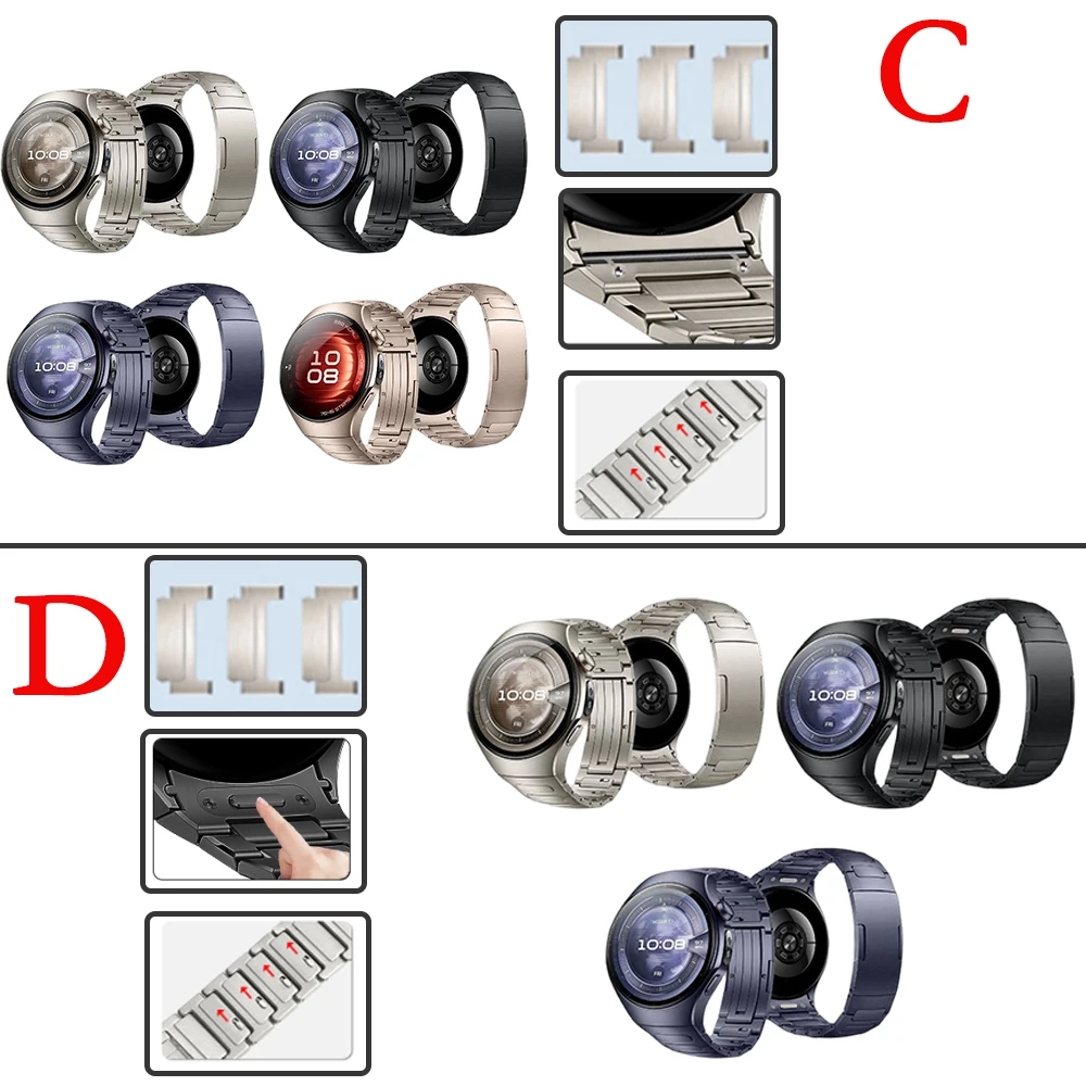 Band for Huawei Watch 5 46 42mm Arc-shaped Titanium Dedicated Interface Bussiness Men Women Wristband for Huawei Watch 5 42 46mm