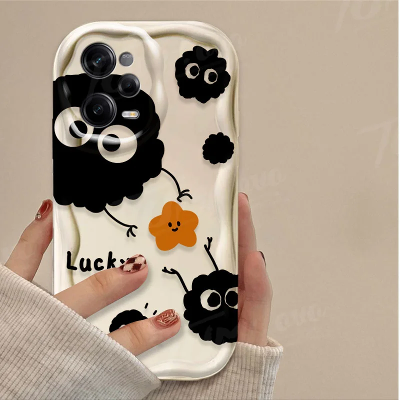 Phone Case For Xiaomi Redmi Note 13 12 Pro Plus 12S 11 11S 10 10S 9S 7 8 9 Pro Max Luxury Black Monster Eggette Wave Back Cover