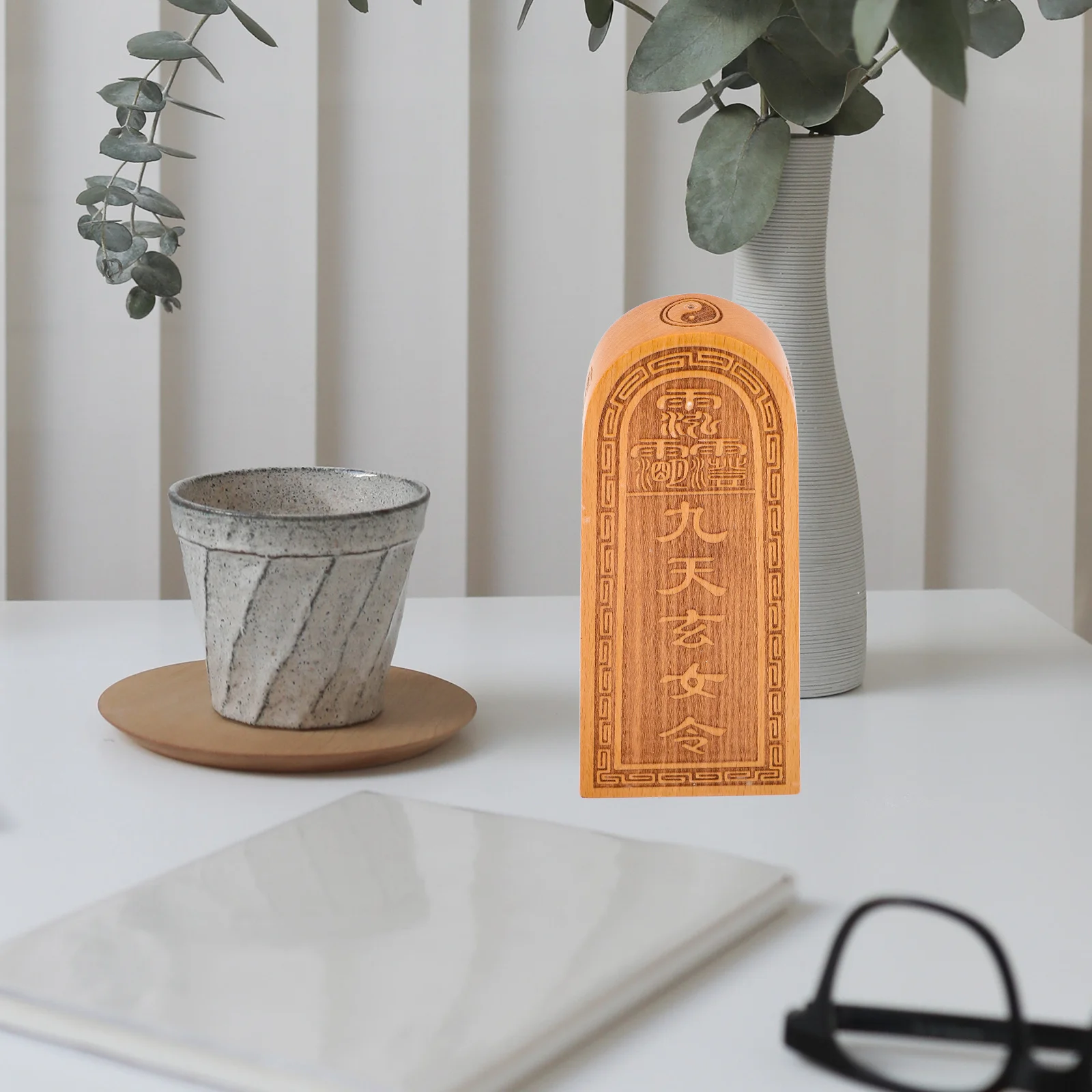 Daoist رمز النحت خشبي منحوت ديكور للمنزل مكتب سطح المكتب حديقة شرفة داخلي في الهواء الطلق منضدية الديكور #3