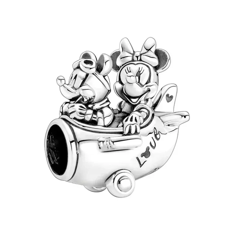 Disney 925 Srebrne koraliki łańcuszkowe Myszka Miki Minnie Charms Pasują do oryginalnych bransoletek Pandora DIY Biżuteria damska Prezenty