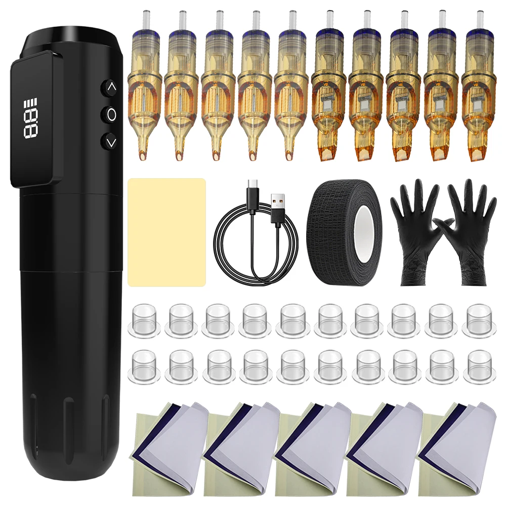 YILONG Draadloze Tattoo Gun Kit Met 1600 MAH Power en LED Scherm 3.5 MM Slag Rotary Tattoo Machine Pen Set voor Tattoo Beginners - afbeelding 1