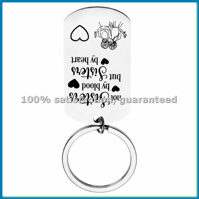 For Women Teen Girls Sister Keychain Friendship Gifts for Birthday Gifts-Not By Blood But By Heart-ABFB