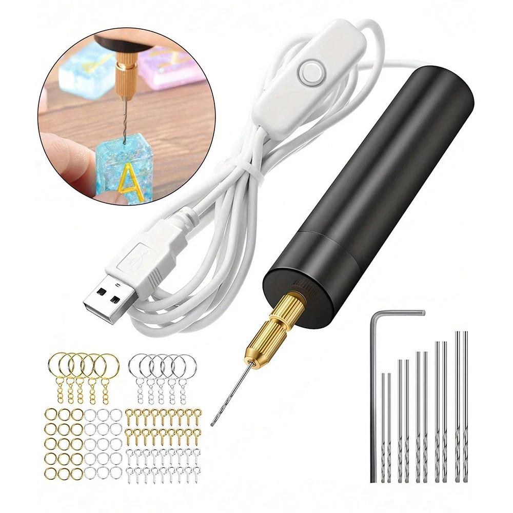 

Набор электрических дрелей для работы с смолой с мини-дрелью, гаечным ключом и шестигранным штифтом для изготовления брелоков, поделок и форм для литья из смолы