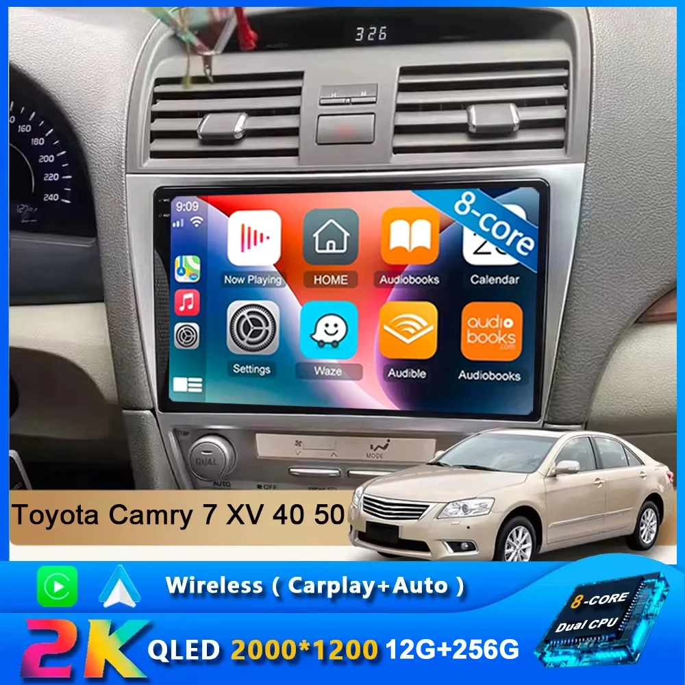 2 Din Android 16 Car Radio Multimedia Video Player For Toyota Camry 7 XV 40 50 2006 08 2009 2010 2011 GPS 4G Carplay Auto Stereo