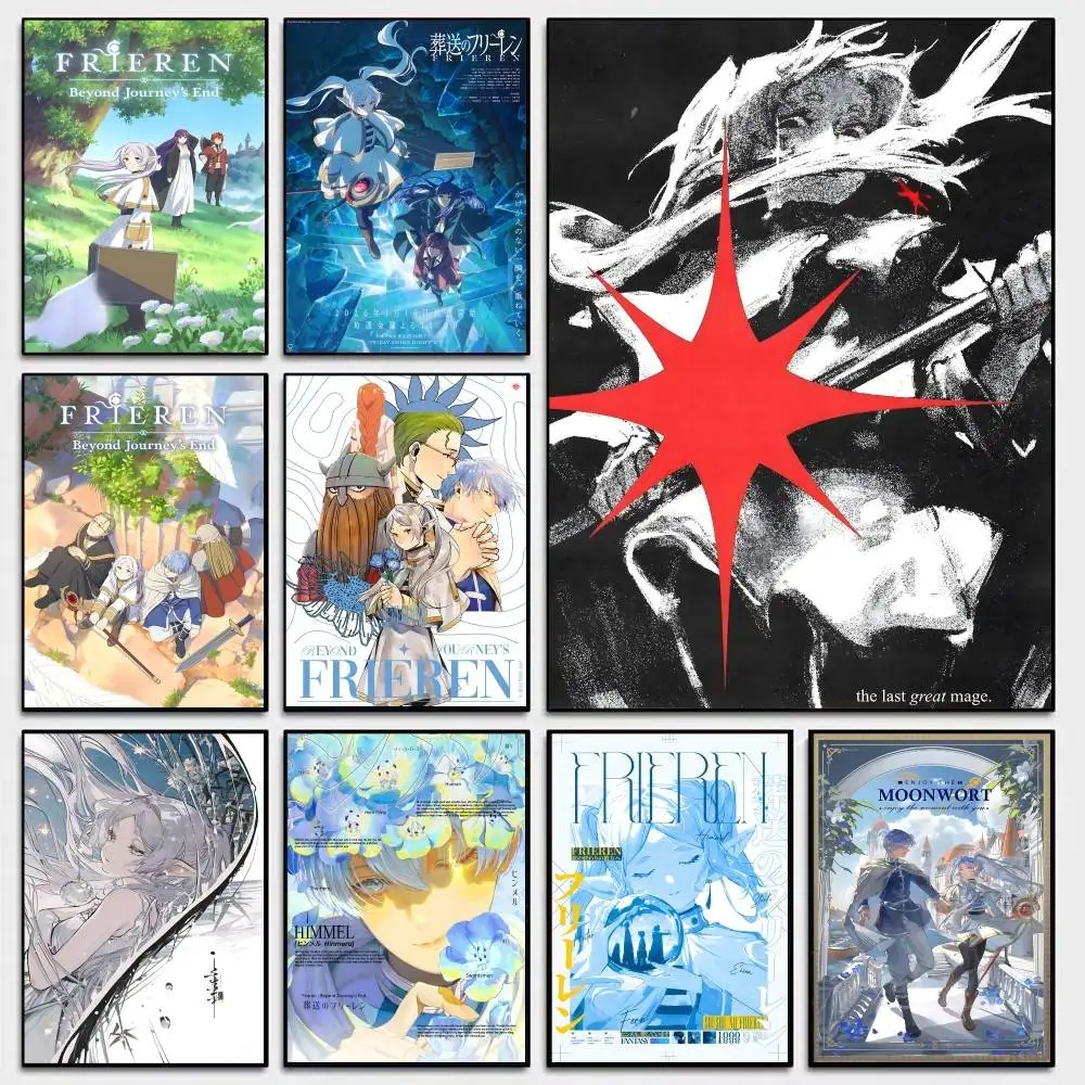 Anime Frieren Nach Dem Ende Der Reise Self-adhesive Art Poster Whitepaper Prints Posters Artwork Home Decor