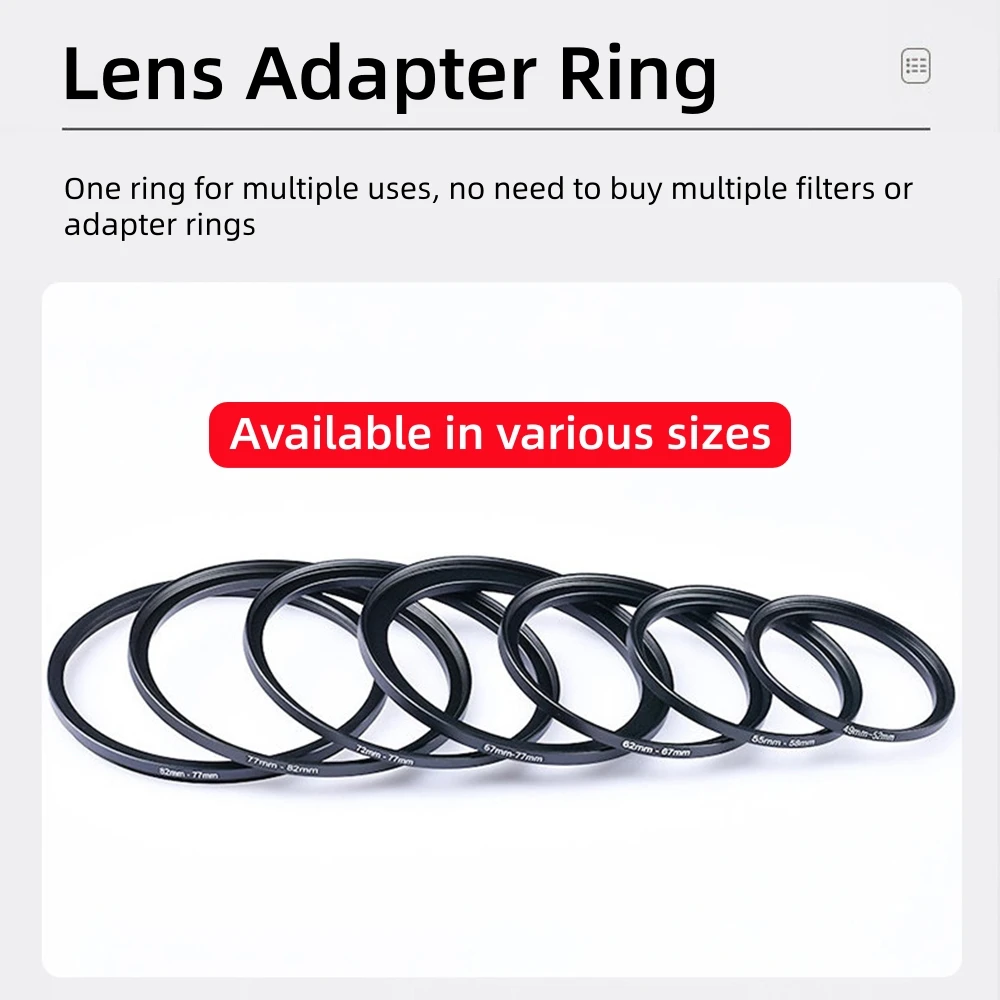 UV CPL ND Objektiv-Adapterring Kamerafilter-Adapterring 37-49mm 49-52mm 52-55mm 55-58mm 58-62mm 62-67mm 67-72mm 72-77mm 77-82mm