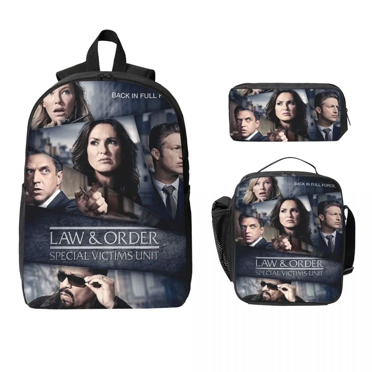 

Рюкзак SVU Back In Full Force, школьная сумка для мальчиков и девочек, школьная сумка, сумки на плечо для ноутбука, 3 шт., изолированная сумка для обеда, пенал