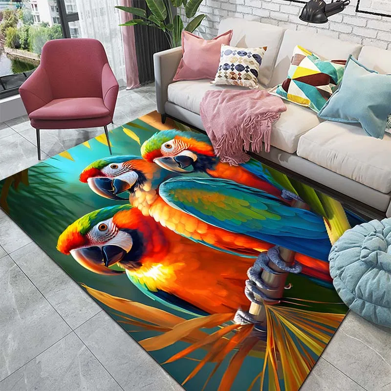 15 Sizes Parrot Bird Pattern Carpet for Living Room, Bedroom, Kitchen, Bathroom, Foot Mat, Cloakroom Mats, Home Decor Area Rug