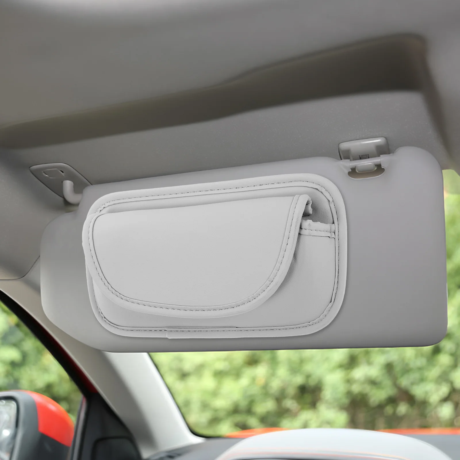 

Car Glasses Holder PU Auto Sun Visor Sunglasses Organizer Case Eyeglass Clip Storage Box Grey Vehicle Accessories