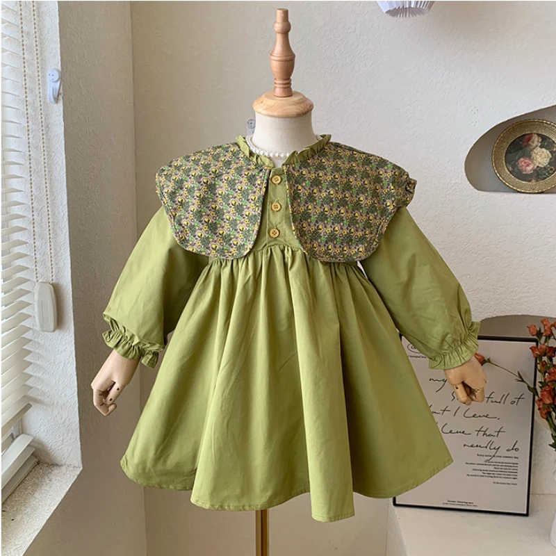 Girls Casual Dress Korean Fashion Dress for Girls Autumn Spring Party Costumes Kids Patchwork Long Sleeve Princess Dresses 2-7Y