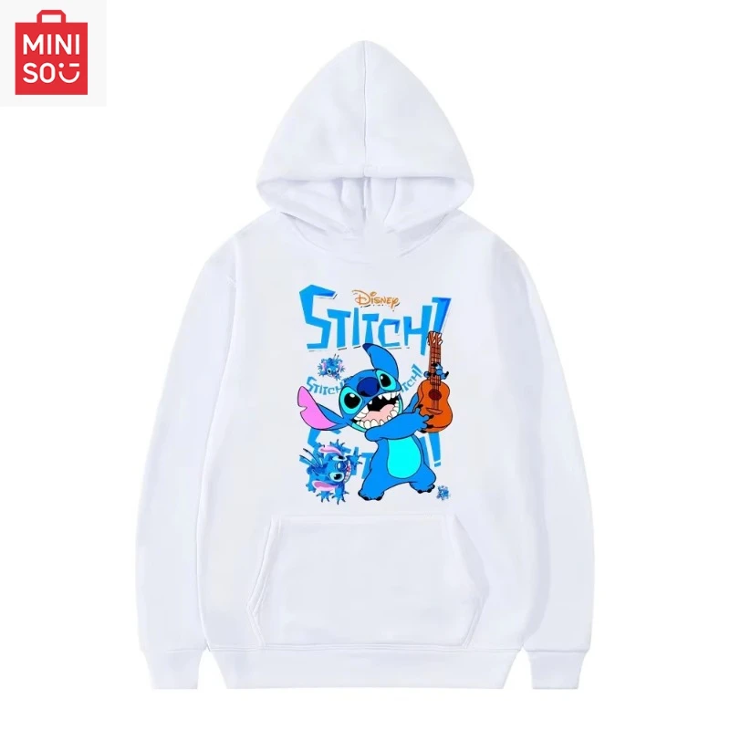 

MINISO2025 Men's Stitch Print Y2k Anime Hoodie Pullover Children's Clothes Girls Hoodie Fashion Casual Sweatshirt Boys