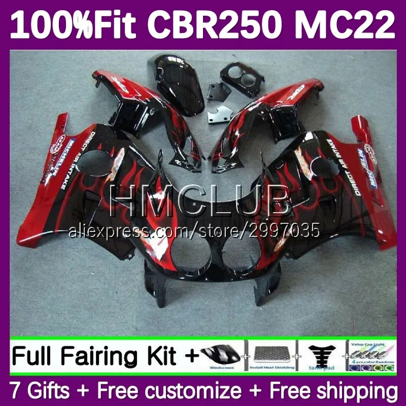 Injection Fairing For HONDA CBR 250 250RR flames red CBR250 RR CC MC22 90 91 92 93 94 37No.23 CBR250RR 1995 1996 1997 1998 1999