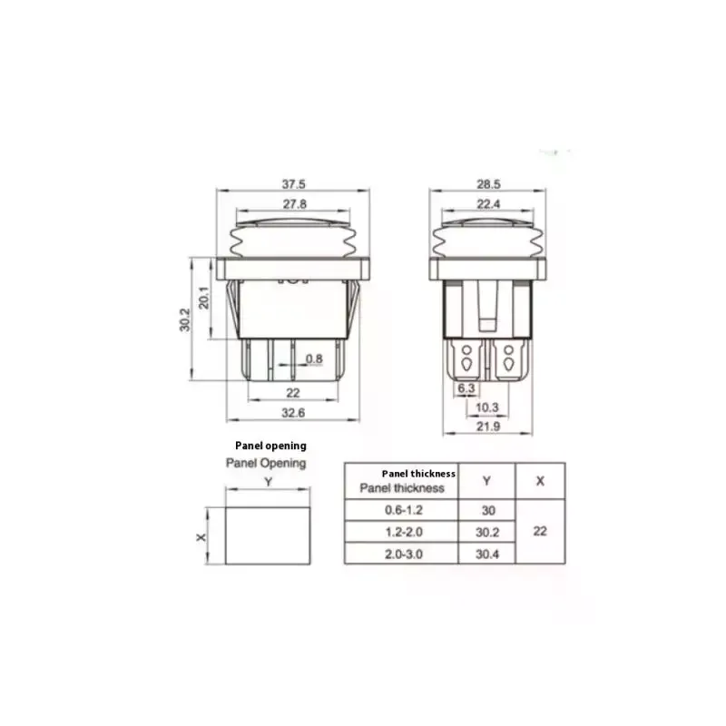 1 قطعة T85 KCD4 مفتاح الروك - 6-Pin ON/OFF/ON 12V/220V مع ضوء أحمر/أخضر/أزرق، 16A 250VAC، 30x22mm مقاوم للماء