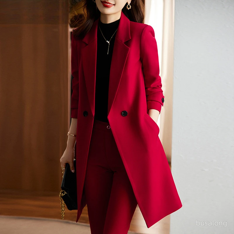 

Зимнее женское пальто в корейском стиле, профессиональное, длинное, с отложным воротником, утепленное, для работы