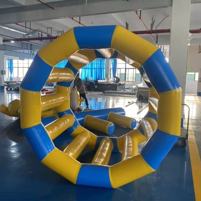 

Top Quality Plastic Big Inflatable Water Roller Floating Inflatable Water Rolling Wheels Walking Roller for Public Playground