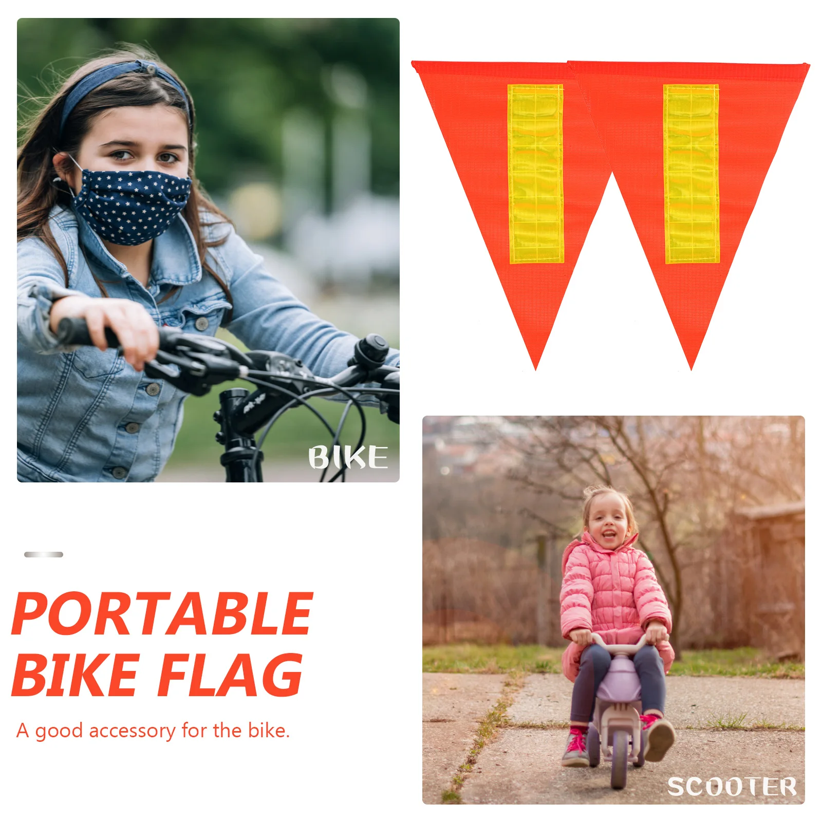 

5pcs Reflective Safety Flags Bike Warning Flag Cycling Accessories Kids Bike Flag Wear-Resistant Waterproof Portable Decor For