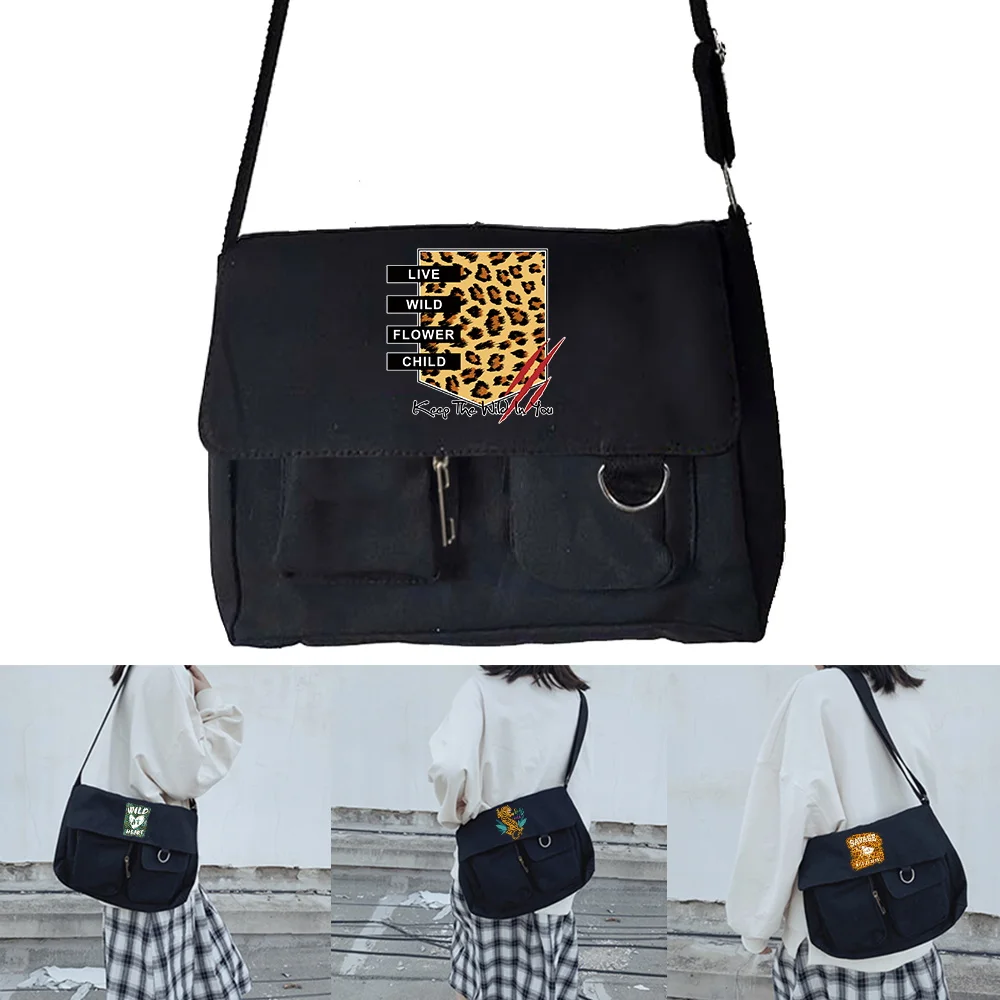 Crossbody Bags ese All-match Harajuku Postman Case Canvas Shoulder Bag Wild Print Satchels Women Casual Shopping Organizer