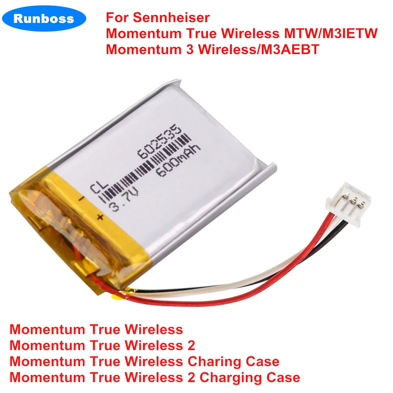 akinobuMOMENTUM True Wireless 3 バッテリー Batería para Sennheiser Momentum True Wireless 1 2 3 4