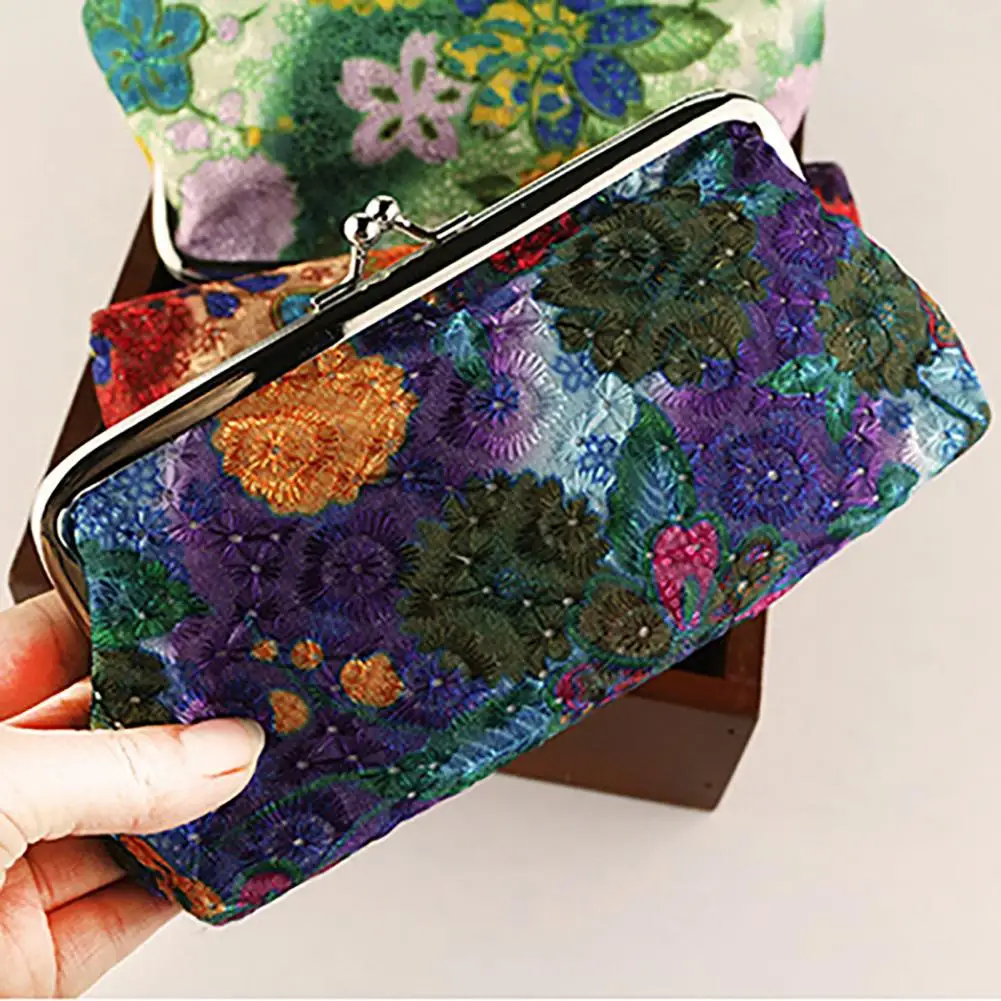 Practical Card Holder  Fine Workmanship Flower Wallet  Embroidery Flower Coin Purse