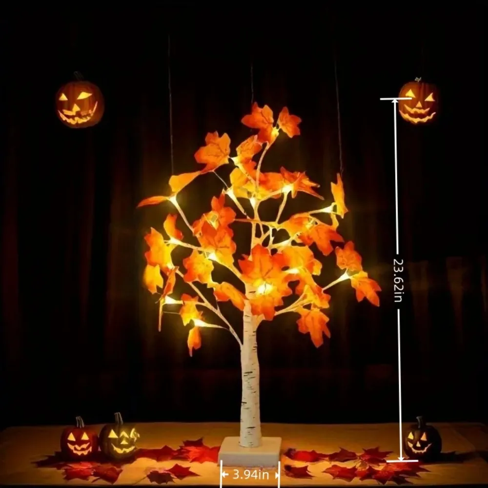 1PC 24LED Halloween red maple tree light, battery box (without battery),suitable for home,wedding,indoor,party decoration
