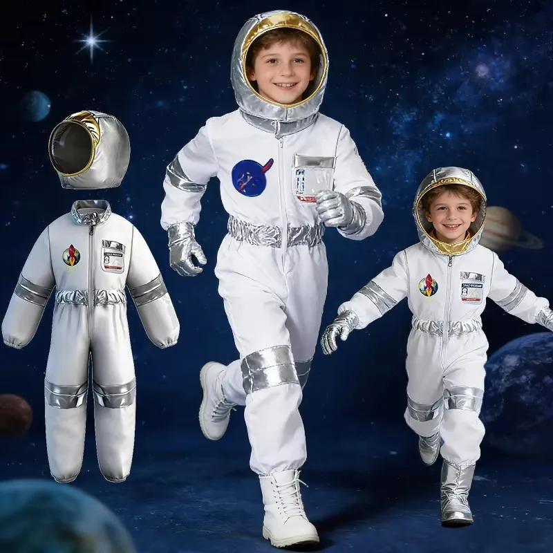 Costume d'astronaute pour garçons, combinaison une pièce, explorateur spatial, fête d'Halloween, cosplay, fête d'anniversaire sur le thème de l'espace, vêtements pour enfants