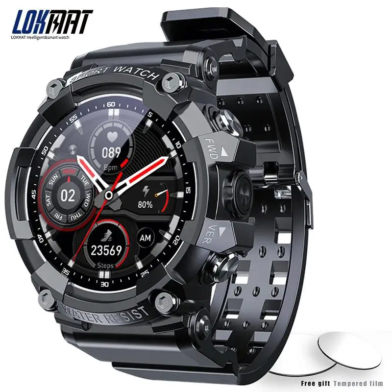 New LOKMAT ATTACK 3 Smart Watch Men Bluetooth Call Heart Rate IP68 Waterproof Messages Reminder Smartwatches Women for Android