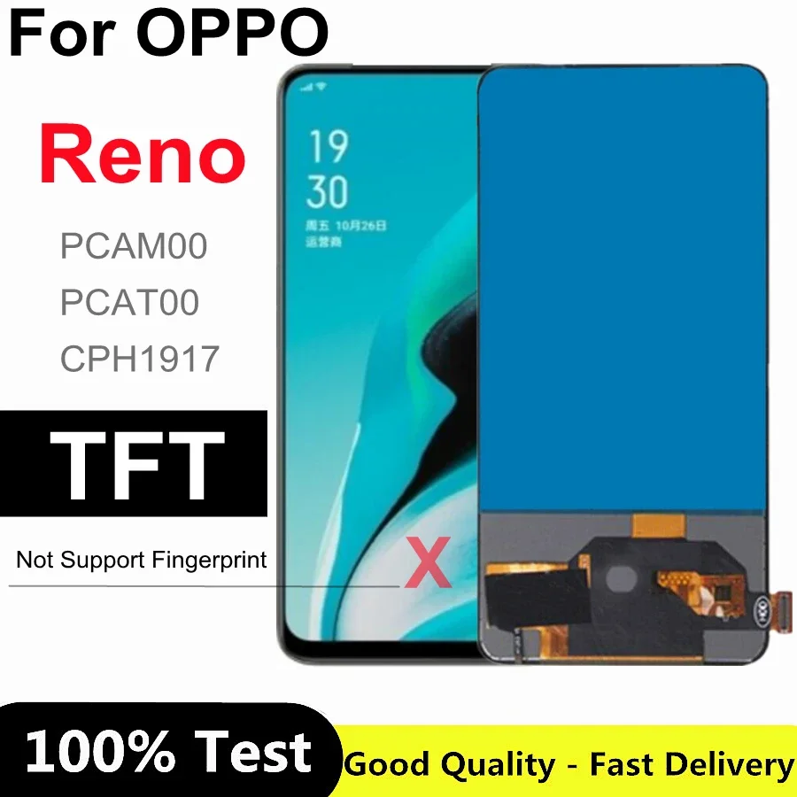 

TFT Black 6.4 inch For Oppo Reno LCD DIsplay Touch Screen Digitizer Assembly Replacement for OPPO RENO PCAT00 PCAM00 CPH1917