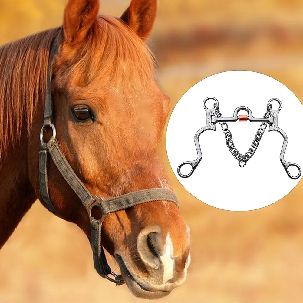 Horse Snaffle Curb Bit Stainless Steel Training Horse Bit Port Mouth With Copper Roller Engraved German Silver Trims BT1151